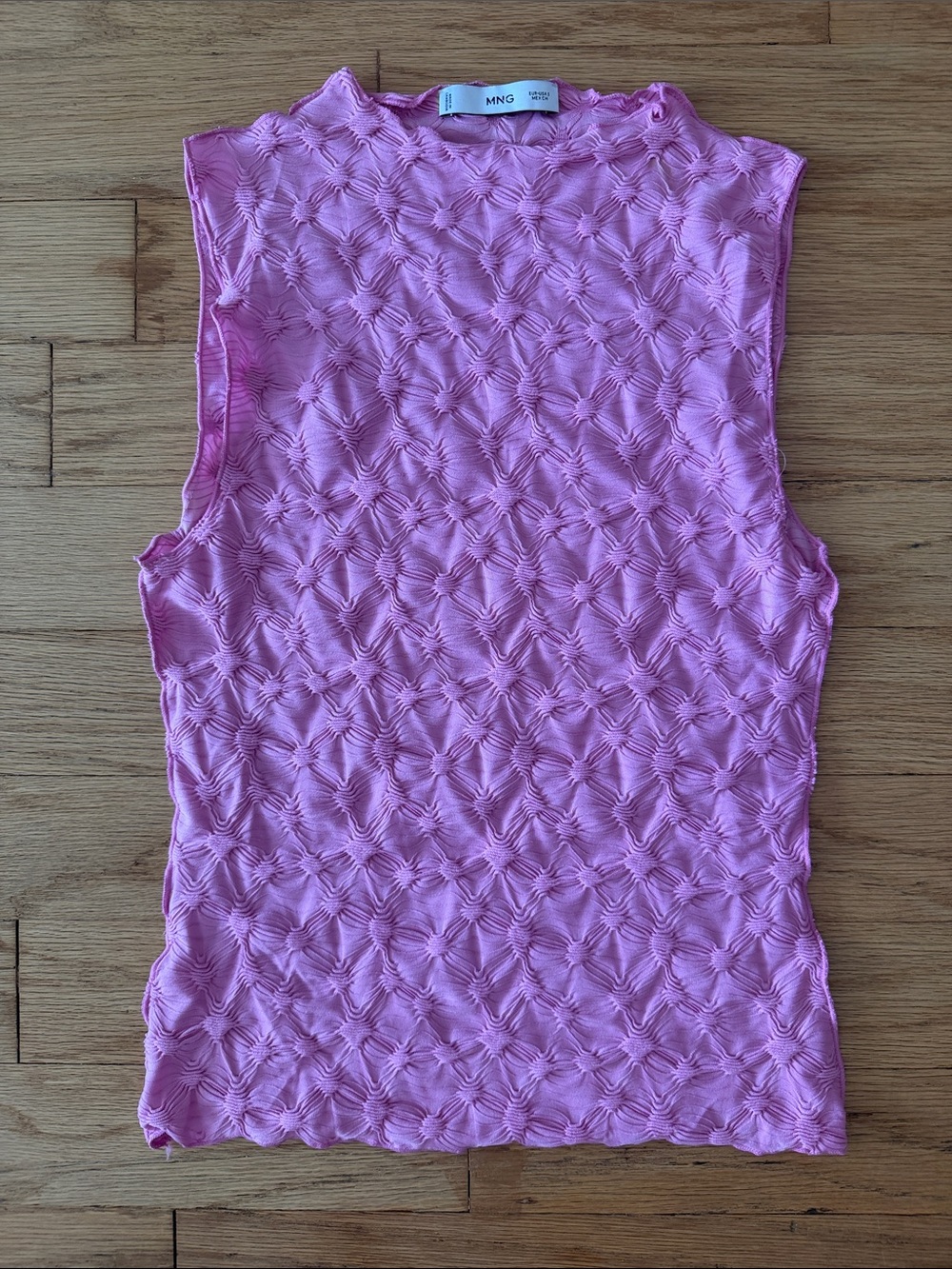 Mango Textured Pink Sleeveless Tank